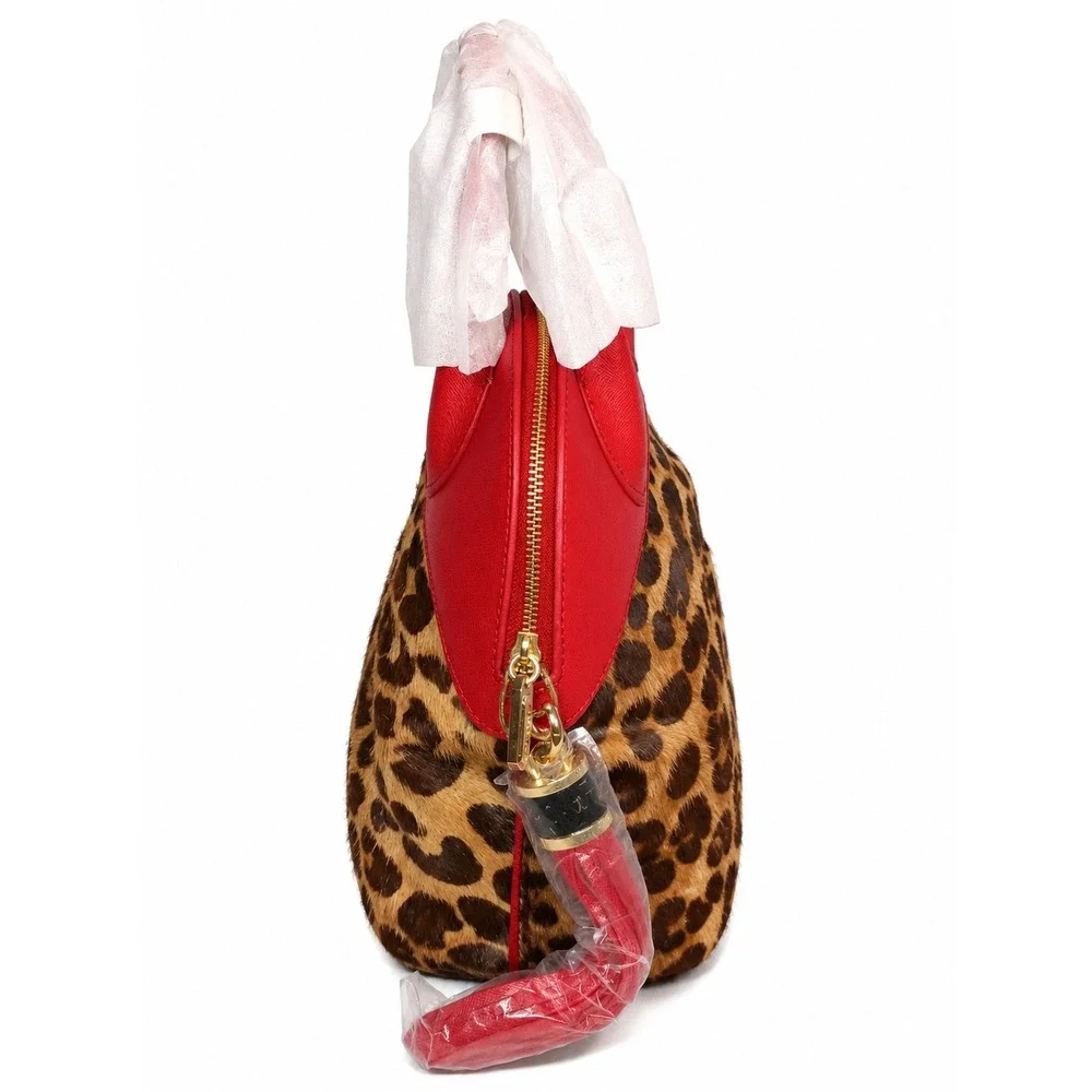 Ivanka Trump Leopard Print Red Satchel Bag